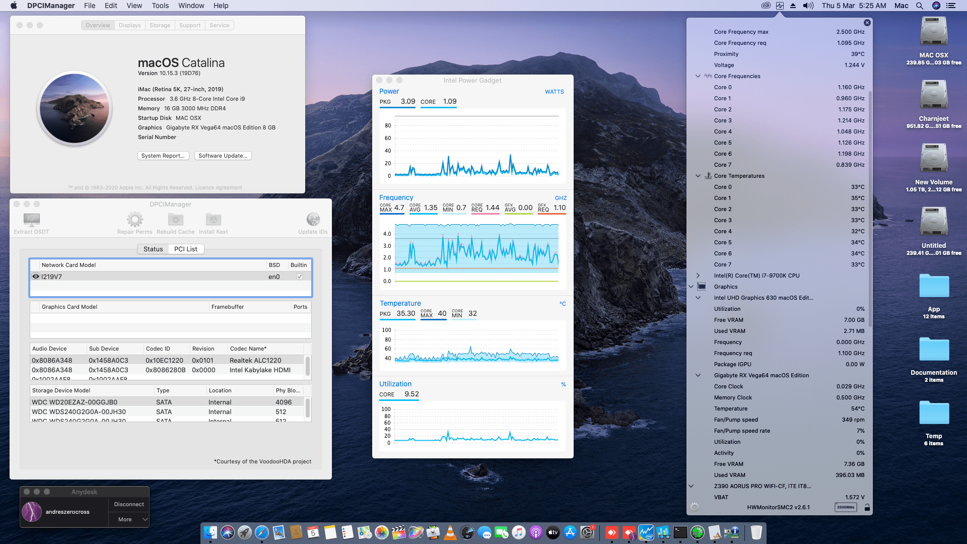 Success Hackintosh macOS Catalina 10.15.3 Build 19D76 in Gigabyte Z390 AORUS PRO WIFI + Intel Core i7 9700K + Gigabyte RX Vega 64